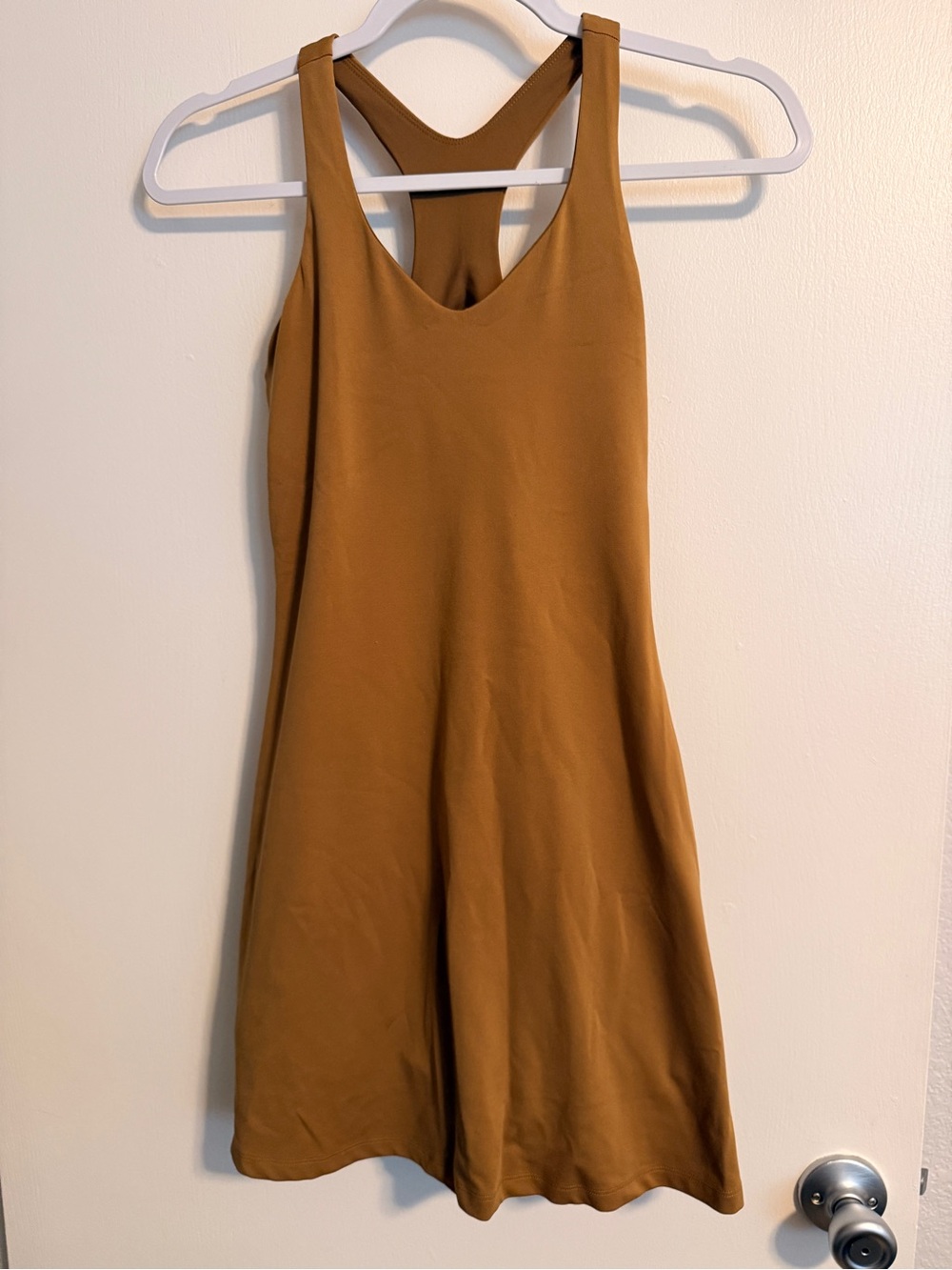 girlfriend collective Camel Brown Midi Racerback Dress